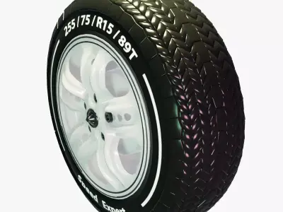 Car Wheel Gaming replaceable text Low-poly 3D model