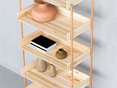 Modern Minimalist bookcase with decoration Free 3D model