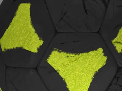Soccerball black yellow Low-poly 3D model