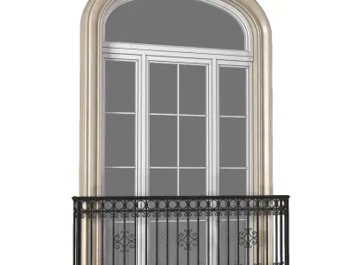 Arch Classic Window with French balcony  3D model