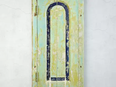 Vintage Wood Shutter Door Mirror 3D model
