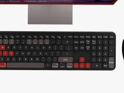 Wireles Computer Set Keyboard Mouse Monitor Gamer Version 3D model