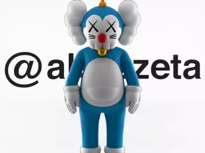 Kaws Doraemon Textured Low-poly 3D model