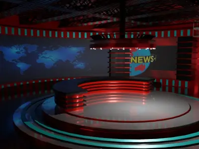 TV Studio News Low-poly 3D model