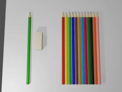 Colored Pencils - Eraser - Graphite - Lapis de cor Low-poly 3D model