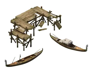 Game Kazlog Bay - Pier - Boat 02 3D model