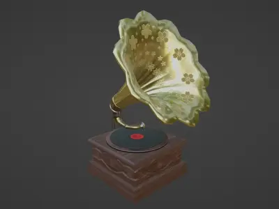 Vintage Gramophone Low-poly 3D model