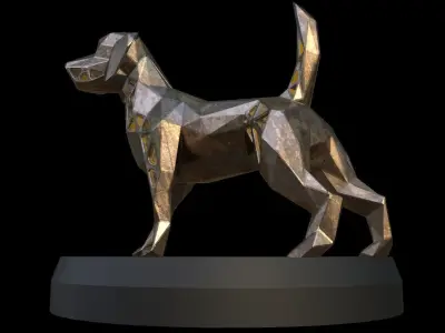 Steampunk Dog pose Low-poly 3D model