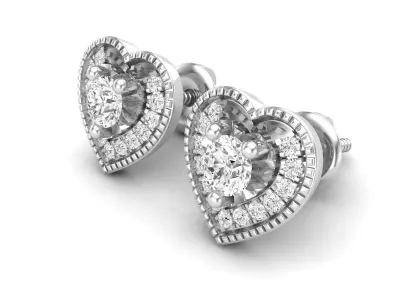 AV 449 Diamond Ladies Heart Shape Stud Earrings 3D print model