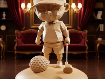 Low-Poly Golfing Character 3D Geometric Figure Club Ball Low-poly 3D model