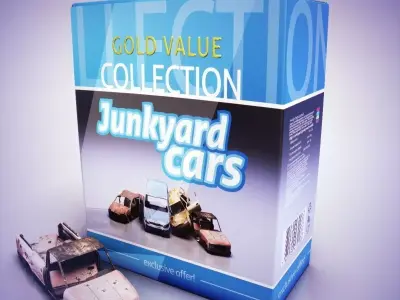Junkyard cars collection Low-poly 3D model