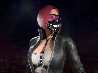 Sci-Fi Girl Low-poly 3D model