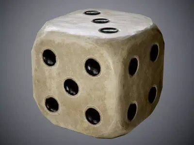 antique dice PBR Game-Ready Low-poly 3D model
