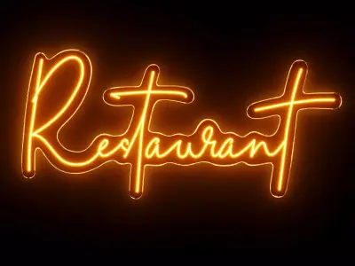 Restaurant Neon Sign 3D model