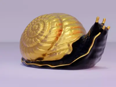 Snail gold Low-poly 3D model