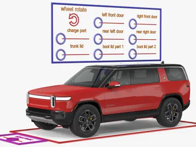 2023 Rivian R1S SUV Red Rigged 3D model