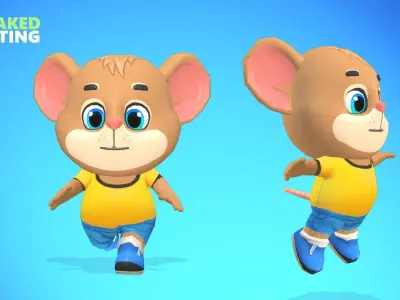 Mouse Rat Rodent Brown Animated Rigged Low-poly 3D model