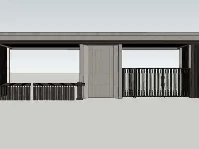 gate house with modern lines gate 3d sketchup model 3D model