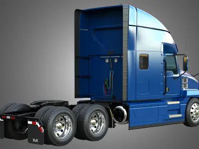 57X Truck - 64T Truck - Ultra Cab Sleeper Semi Trucks 2 in 1 3D Model Collection
