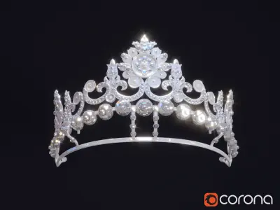 Tiara crown with diamonds 3D model