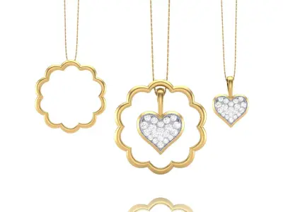 couple heart pendant 3D print model