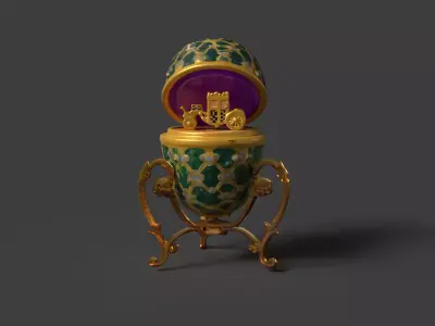 Faberge egg with carriage  Low-poly 3D model