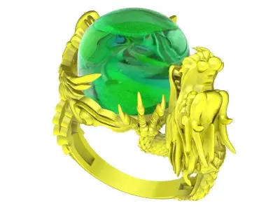 A5133 Luxury Dragon Keep Gem Stone Men Ring 3D print model