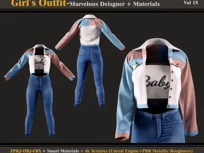 Girl Outfit- MDClo3d - Smart Material - Textures- OBJ - FBX 3D model