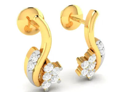 Solitaire Women Earring 3D print model 4