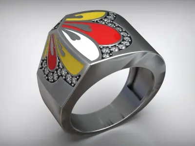 Colored Enamel Fashion Luxury Ring Free 3D print model