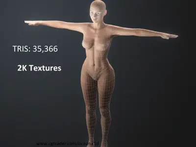 Realistic Female Unreal Engine Rigged Low-poly 3D model