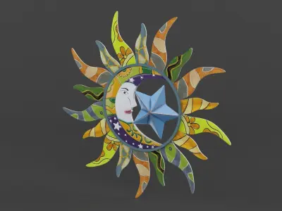 Sun Moon Wall Decoration 3D model purchase