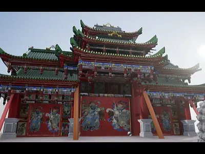 Ancient Mongolian kings great door 3D model