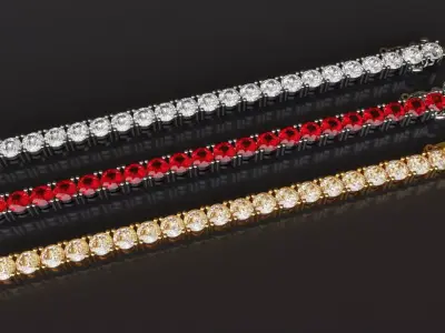 Tennis Bracelet 3D Model  For 4mm Stones   3D print model