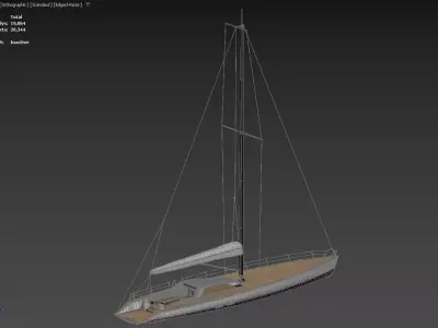 Modern Performance Sailing Yacht with Teak Deck 3D model 3D model