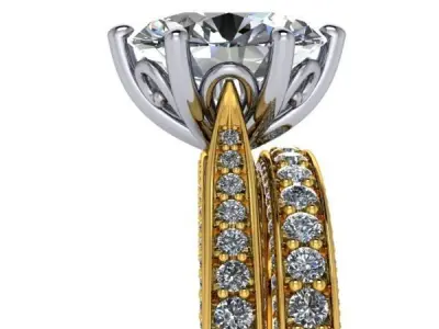 2 Carat Oval Cut Classic Vintage Bridal ring 3D model 3D print model