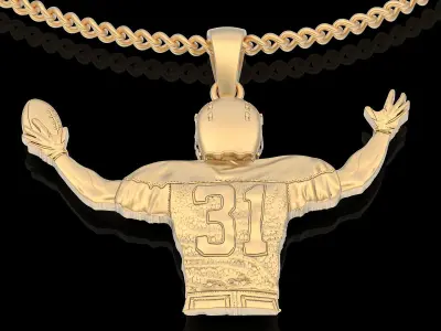 Rugby player pendant gold jewelry 3D printable model 3D print model