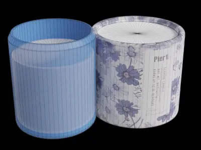 Blue Chamomile Boxed Soy Candle Low-poly 3D model