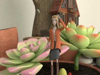 creative pot flower1 3D model