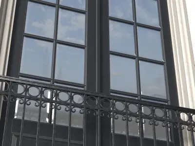 Classical facade window with a French balcony 3D model