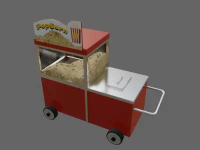 Popcorn Cart - Carrinho de Pipoca Low-poly 3D model