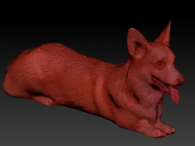 Corgi dog lying 03 Low-poly 3D model