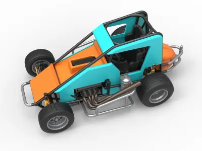 Midget car Scale 1 to 25 3D print model