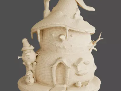 Decorative Holiday Snow House Low-poly 3D model