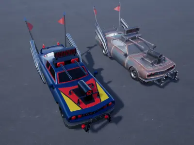 Post Apocalyptic Cars Low-poly 3D model