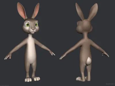 Stylized Cartoon Rabbit - Biped 3D model