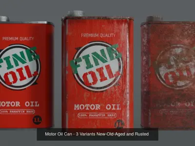 3 Realistic Motor Oil Display Racks with Oil Cans  3D Model Pack