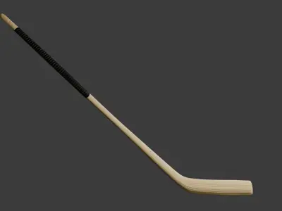 Hockey stick and puck 3D model