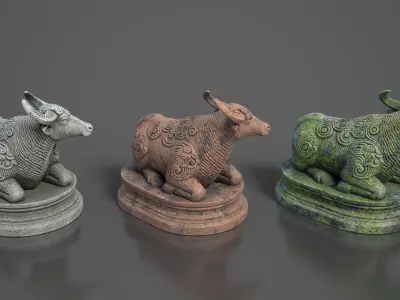 Ancient Asia Stone Statue Pack C - 250602 Low-poly 3D model