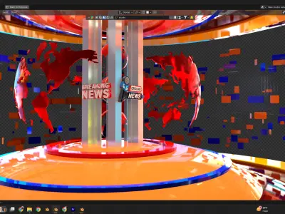 news studio setup  Low-poly 3D model